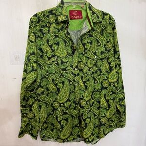 Platini Green Paisley Men's Shirt M